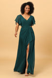 Vestido de Dama de Honra Verde A-Line