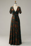 Veludo Escuro Verde Vestido Mãe de Noiva