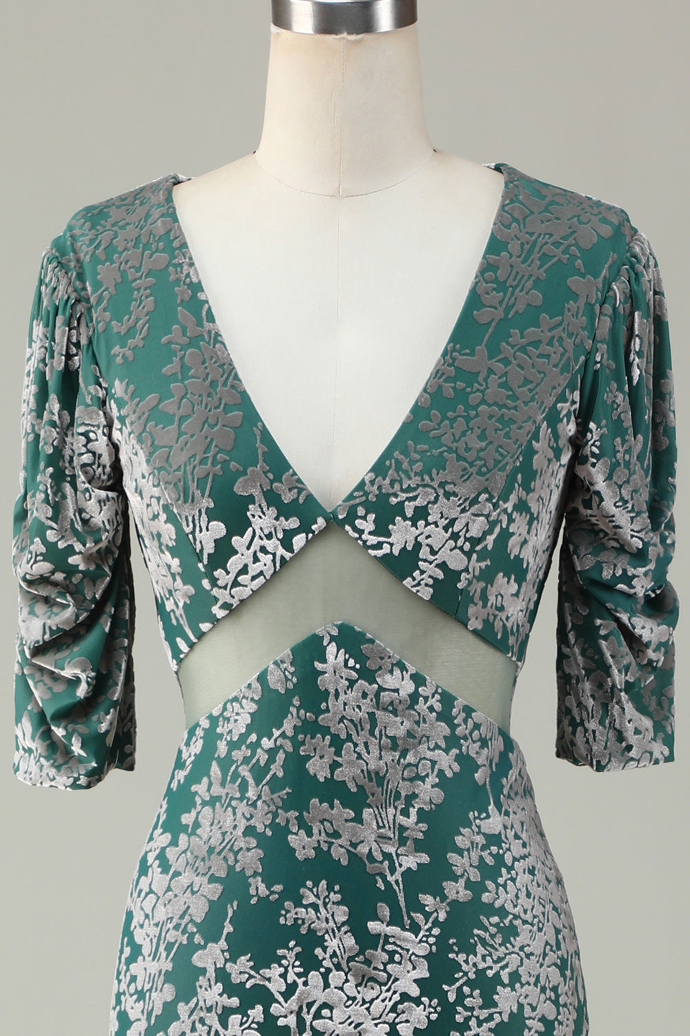 Sereia Veludo Vestido Madrinha com mangas