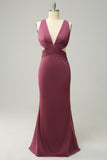 Gola em V Desert Rosa Vestido Formal Halter