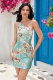Bodycon Um Ombro Olive Sequin Feading Homecoming Dress