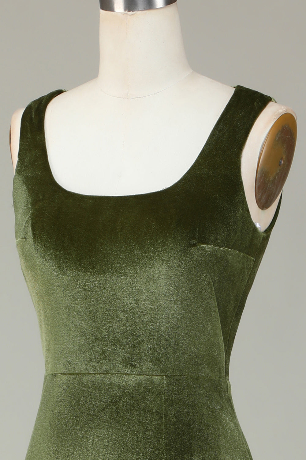 Veludo Sereia Olive Vestido Madrinha com Fenda