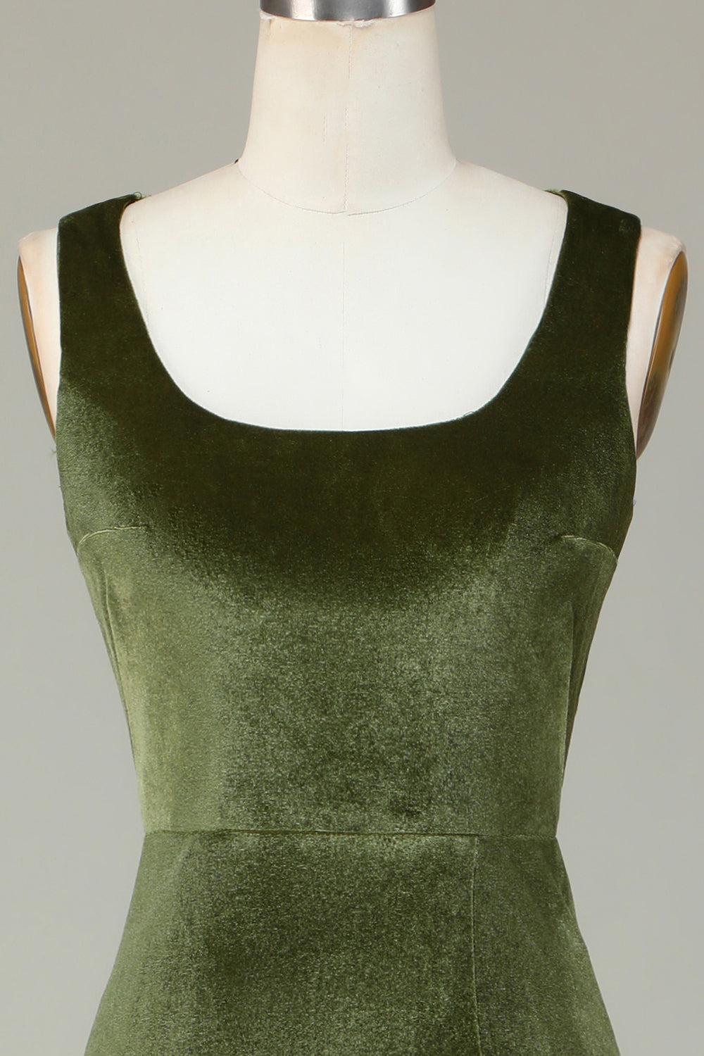 Veludo Sereia Olive Vestido Madrinha com Fenda