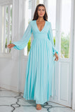 Vestido de baile verde verde claro chiffon com fenda