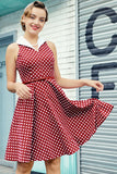 Vestido Borgonha com Bolinhas Brancas