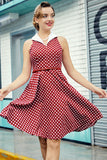 Vestido Borgonha com Bolinhas Brancas