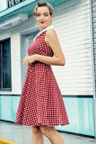 Vestido Borgonha com Bolinhas Brancas