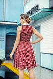 Vestido Borgonha com Bolinhas Brancas