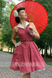 Vestido Borgonha com Bolinhas Brancas