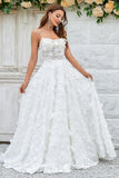 Marfim Floral Renda Vestido de Noiva