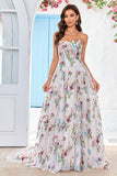 Beleza Uma Linha Querida Marfim Vestido de Noiva Longo com Bordado