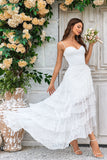 Renda de Marfim Assimétrico Destacável Trem Boho Vestido de Noiva