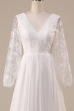 Marfim Chiffon varredura trem Boho vestido de noiva com renda