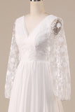 Marfim Chiffon varredura trem Boho vestido de noiva com renda