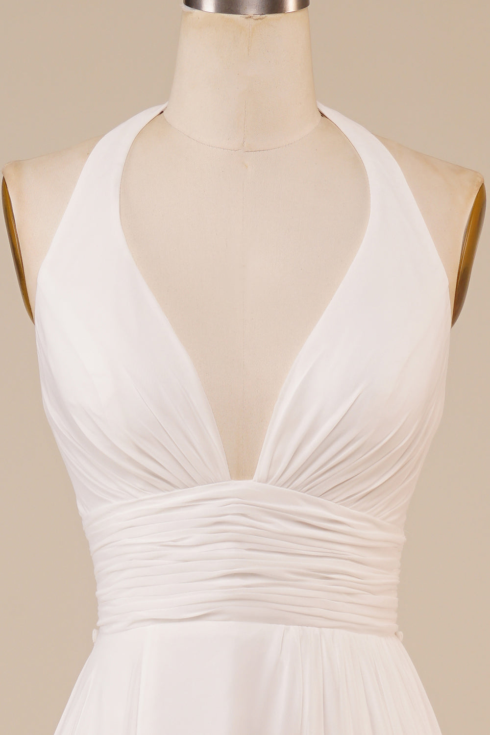Cabeçada Marfim Linha-A Longos Vestido De Noiva Simples com Fenda