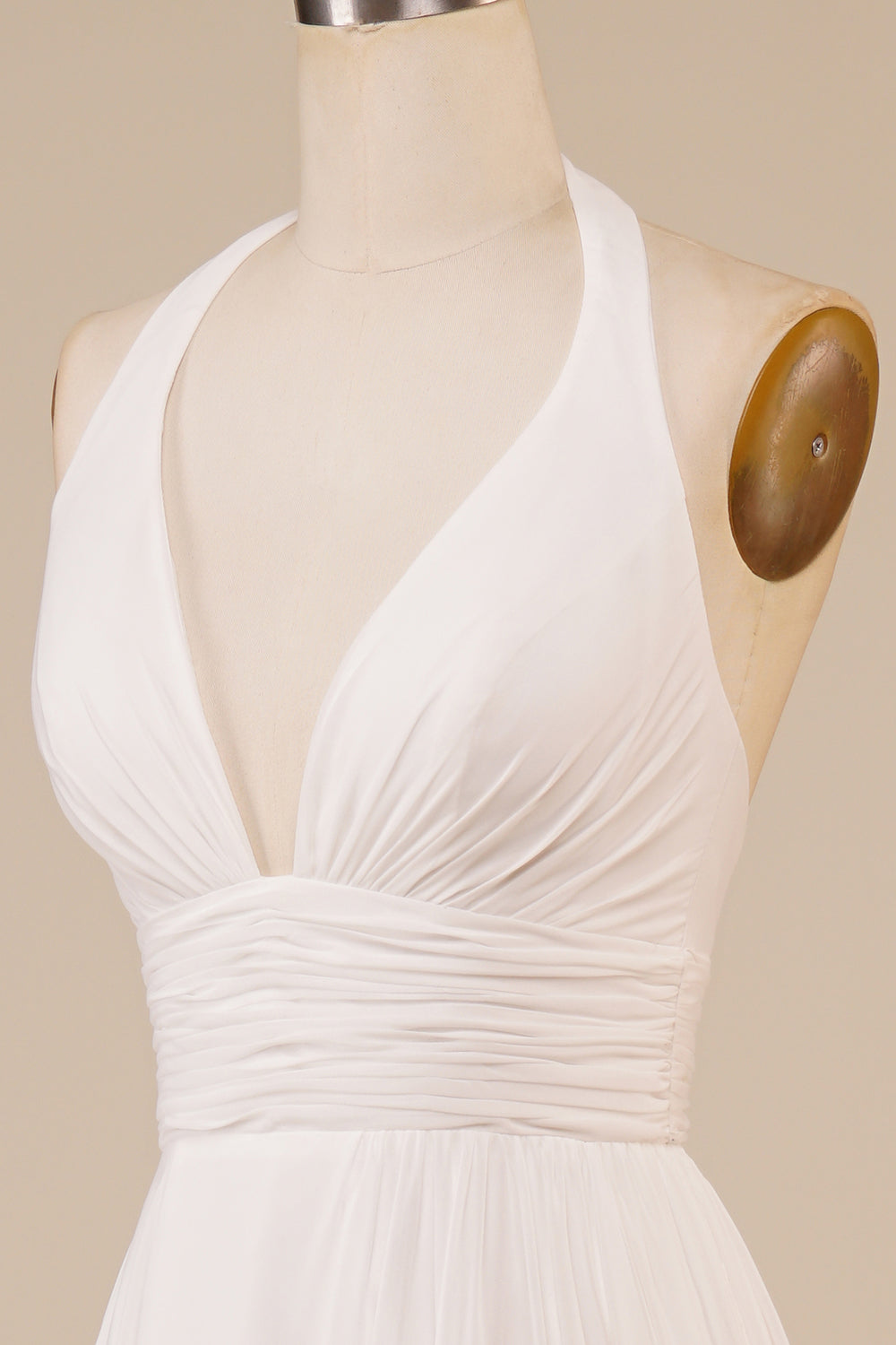 Cabeçada Marfim Linha-A Longos Vestido De Noiva Simples com Fenda