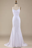 Sereia Branca Lace-Up Back Sweep Train Vestido de Noiva