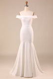 Sereia de Marfim Simples Lace-Up Back Long Vestido de Noiva