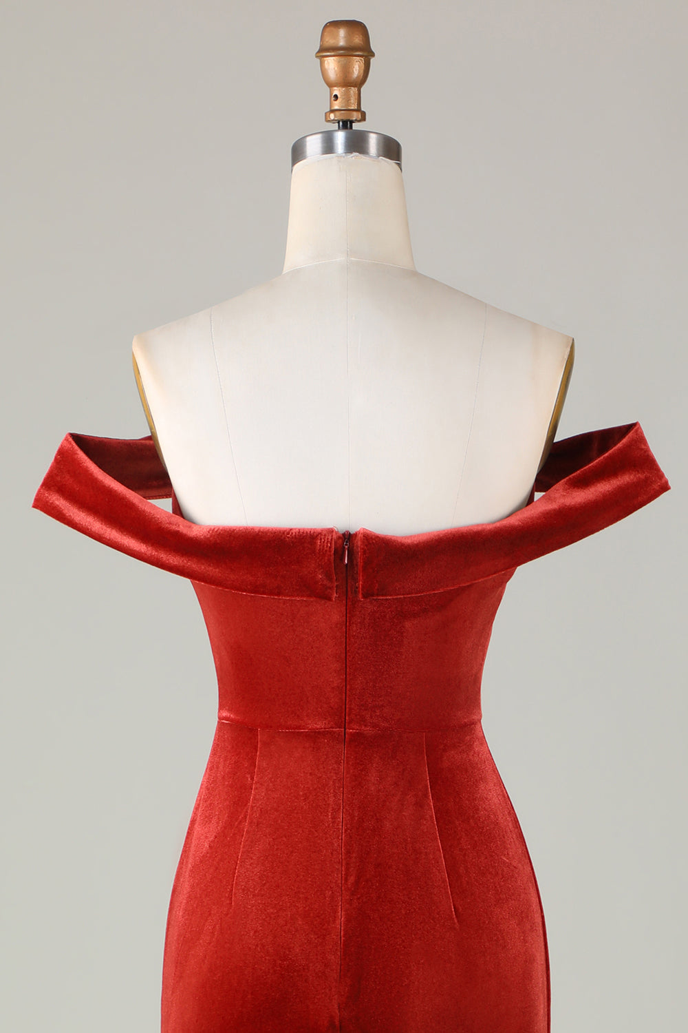 Veludo fora do ombro terracota vestido de dama de honra