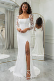 Marfim Sereia Backless Borboletas Vestido de Noiva