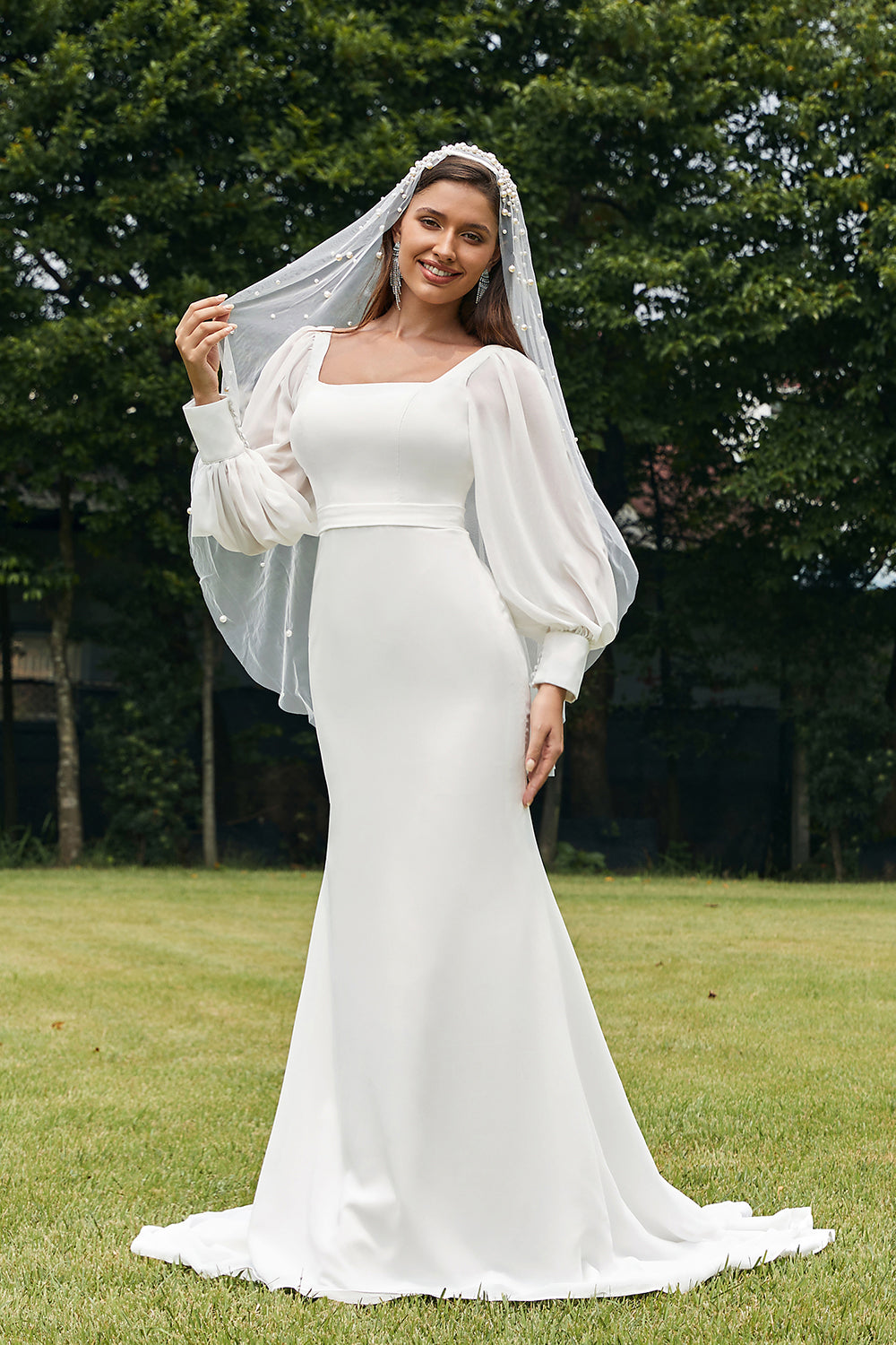 Sereia de Marfim Simples Backless Boho Vestido de Noiva