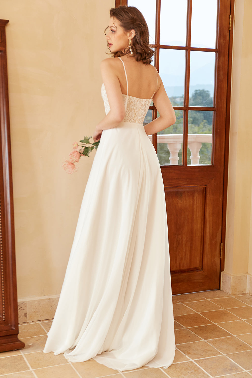 Branco Decote Em Coração Linha-A Longos Vestido De Noiva Simples