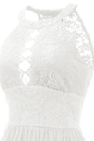 Halter Pescoço Vestido de Renda Da Marinha