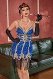 Vestido de Gatsby Gatsby 1920 azul real com franjas