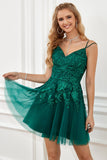 Vestido de regresso a casa de renda verde escuro