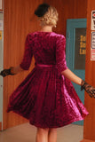 Vestido de veludo vintage meia manga