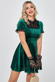 Vestidos de veludo com renda verde escuro