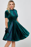 Vestido vintage de veludo verde escuro