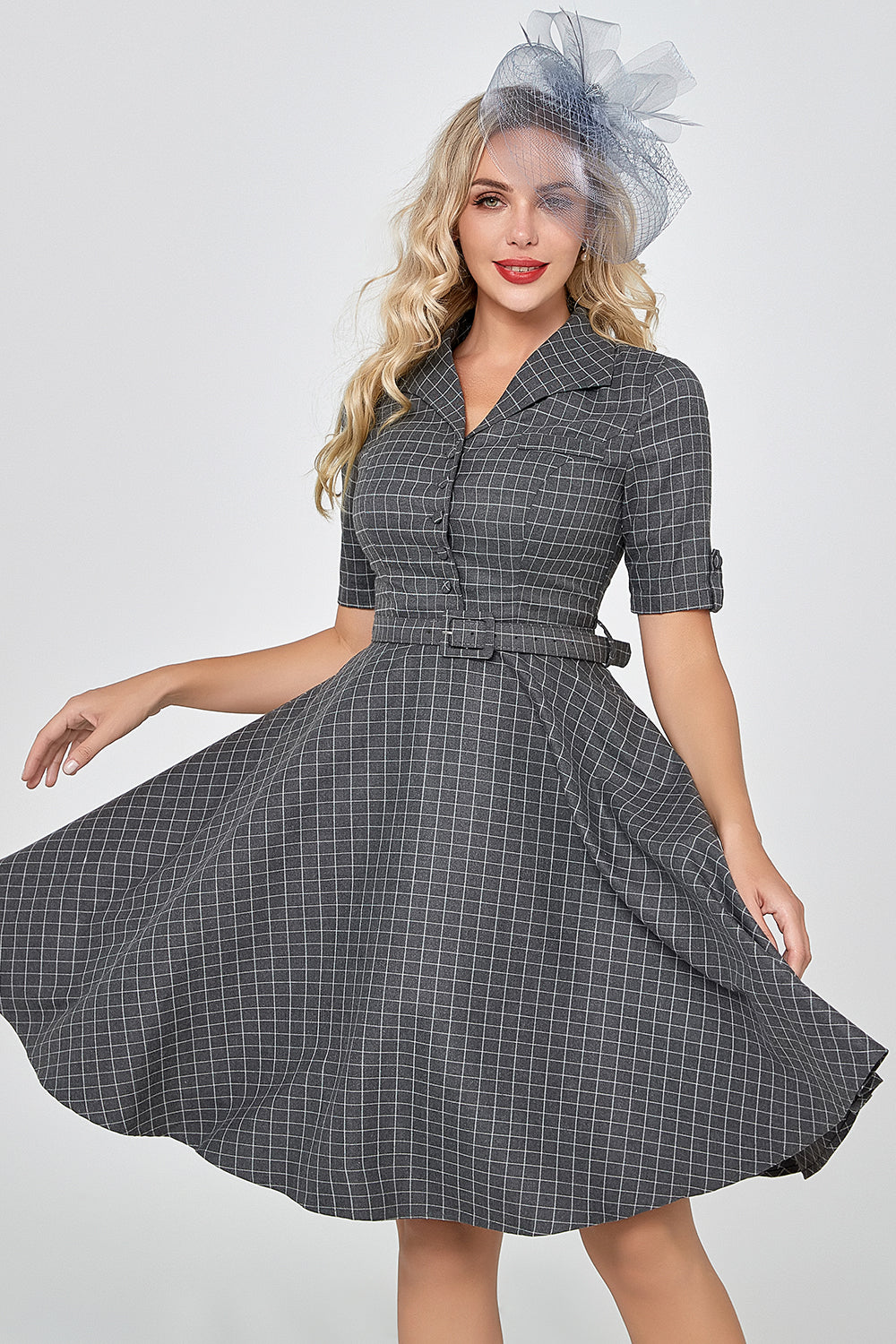 Cinza vestido vintage de 1950