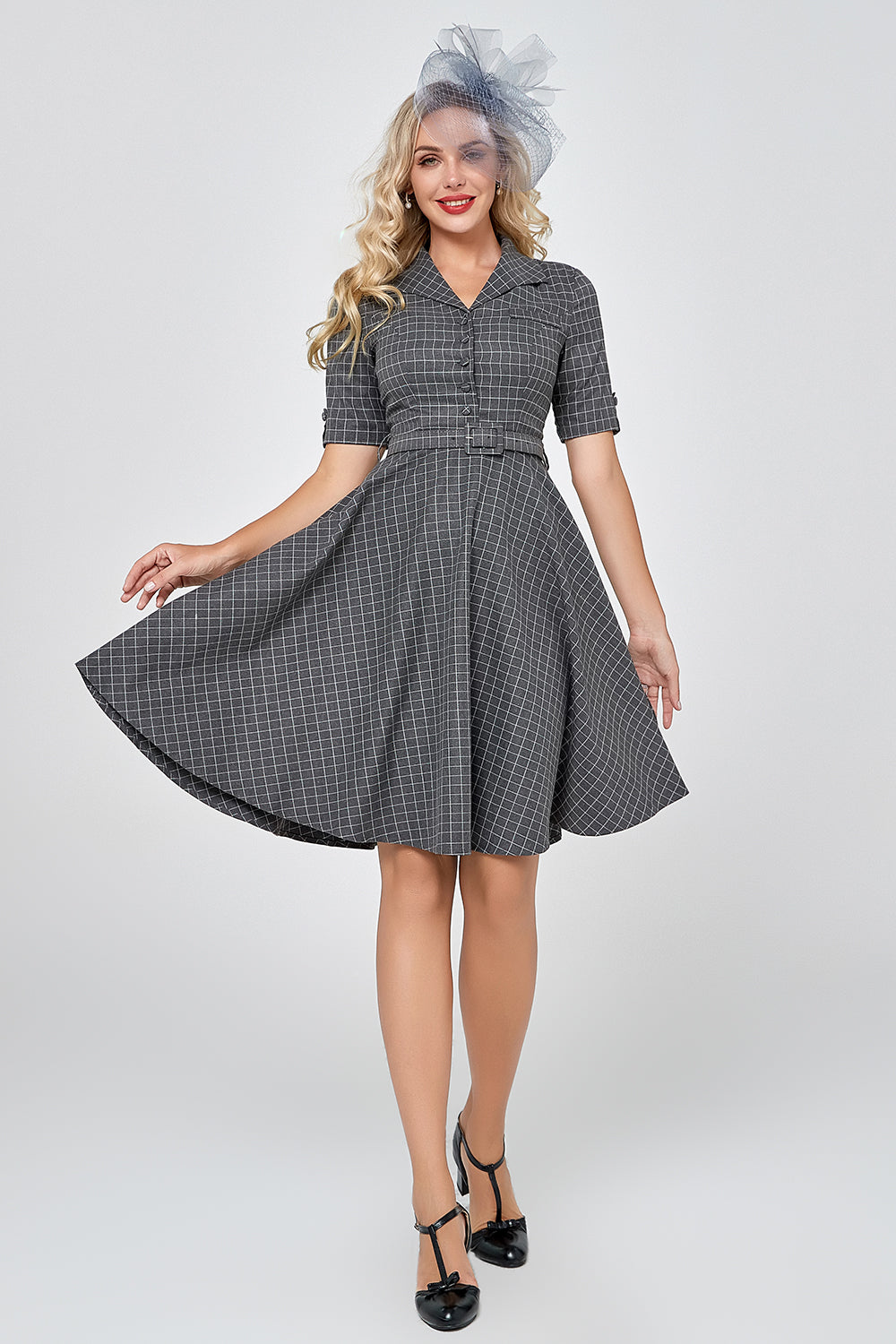 Cinza vestido vintage de 1950