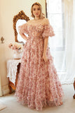 Fora do Ombro Rosa Mais Tamanho Vestido de Baile