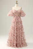 Flor fora do ombros vestido do baile