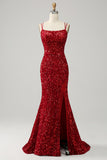 Vestido de baile sem mangas sereia vermelho
