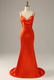 Vestido de baile sereia laranja