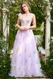 Vestido de Baile Com Bordado Lilás