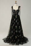 Vestido de Festa Com Bordado Preto