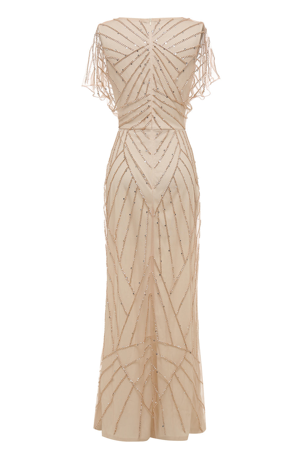 Vestido Mãe de Noiva Gola em V Khaki