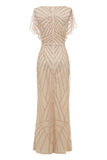 Vestido Mãe de Noiva Gola em V Khaki