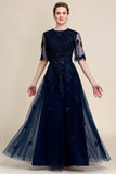 Azul Marinha Vestido Mãe de Noiva