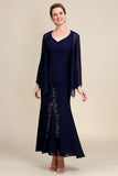 Azul Marinha Vestido Mãe de Noiva