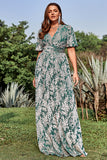 A Line V Pescoço Verde Vestido de Festa