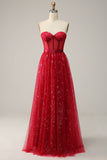 Vestido de Festa Tulle Sem Alças Vermelho