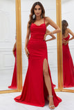 Sereia Esparguete Correias Vermelho Vestido de Baile