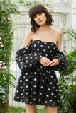 Preto Off the Shoulder Stars Homecoming Dress
