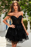 Bonito A Línea Preto Vestido de Cocktail