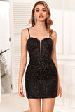 Cintas de Espaguete Preto Vestido Curto de Cocktail